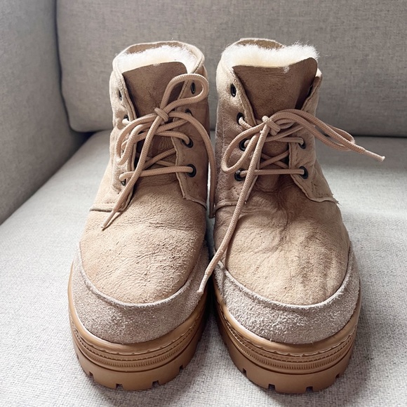 Country Leather Sheepskin Sand Hiker Short Boots Women’s Tan Brown Size 7 Sturdy - Picture 12 of 15